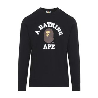 A Bathing Ape A Bathing APE - College T-shirt met lange mouwen - Heren - Tops - Zwart - Maat: M Katoen