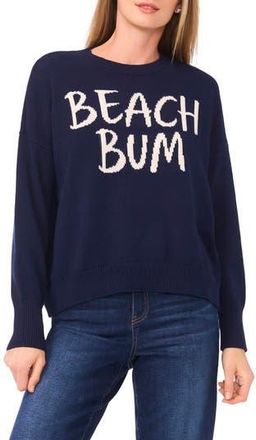 CeCe by Cynthia Steffe Beach Bum Cotton Sweater in Classic Navy at Nordstrom Rack, Size X-Large