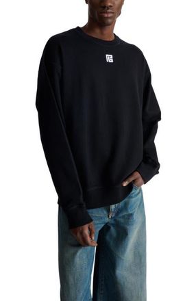 Balmain Cotton sweatshirt with PB embroidery in Black at Nordstrom, Size Xxx-Large Eu