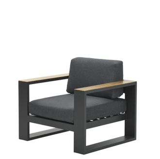 BLOOMINGLOFT Gartenlounge Sessel Plaza - Carbon Black/ Teak