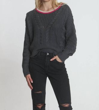 Label+Thread Womens Dakota Cable Crew In Charcoal