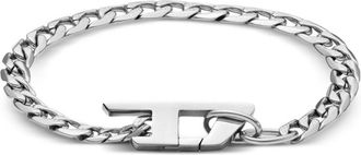 Diesel logo-plaque bracelet - unisex - stainless steel - One Size - Silver