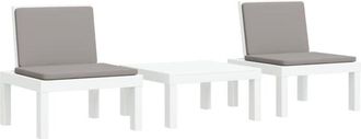 vidaXL Juego De Muebles De Jard&iacute;n 3 Piezas Con Cojines Pp Blanco Vidaxl