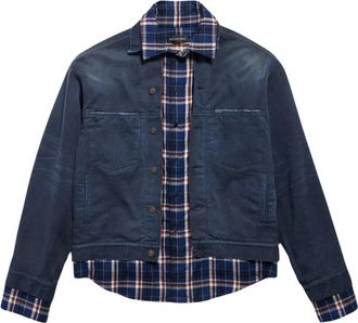 Balenciaga Denim jack met patchwork in overhemdstijl - Heren - Spijkerjassen - Blauw - M - Denim - Jassen