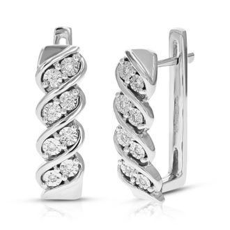 Vir Jewels 1/10 cttw Lab Grown Diamond Hoops Earrings in Sterling Silver With Latch Backs For Women
