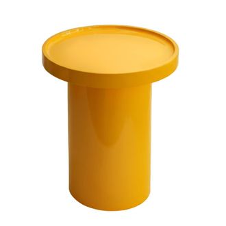 Oviala Mesa de centro redonda de 40 cm en MDF lacado en amarillo