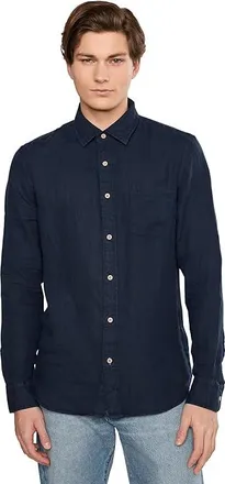 Faherty Laguna Linen Shirt Mens Clothing Island Navy : 2XL