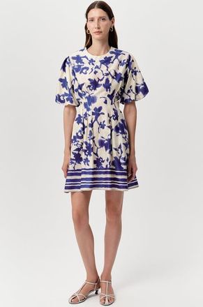 Exquise Jadira Puff Sleeve Mini Dress With Pockets in Sax at Nordstrom, Size X-Large