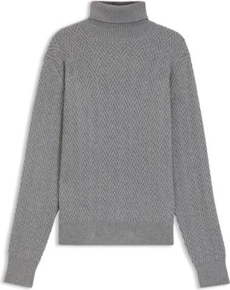 BOSS Rollneck sweater in herringbone virgin wool