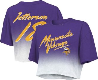Majestic Threads Womens Majestic Threads Justin Jefferson Purple/White Minnesota Vikings Dip-Dye Player Name & Number Crop Top at Nordstrom, Size Xx-Large