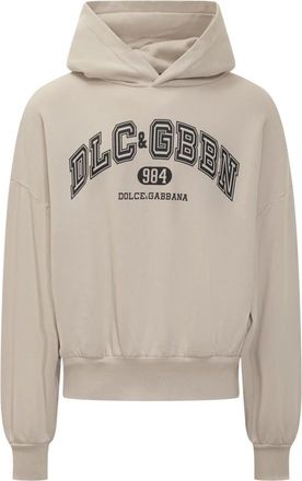 Dolce & Gabbana Jersey Hoodie met Print - Heren - Hoodies - Beige - S - Katoen - Hoodies & sweatvesten