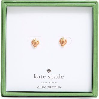 Kate Spade New York pav&egrave; strawberry stud earrings in Red/Gold at Nordstrom Rack