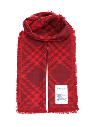 Burberry Wide Check Silk And Wool Scarf Scarves And Foulards Rosso-Donna