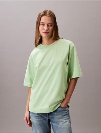 Calvin Klein Jeans Calvin Klein Womens Logo Graphic Neckline Relaxed T-Shirt - Green - XS