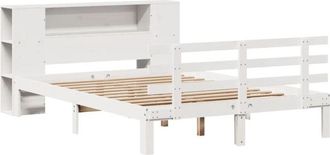 vidaXL Bookcase Bed without Mattress White 120x190 cm Small Double Solid Wood Pine Vidaxl