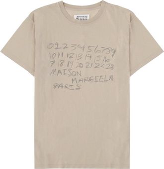 Maison Margiela Neutrals Handwritten Style Front Print T-Shirt