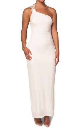 JLUXLABEL One-Shoulder Sheath Dress in White at Nordstrom, Size X-Large