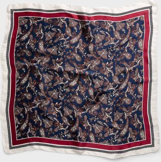 Simons Womens Contrast-edging paisley scarf