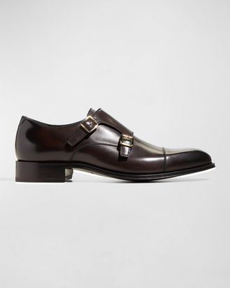 Tom Ford Mens Claydon Leather Double Monk Strap Loafers