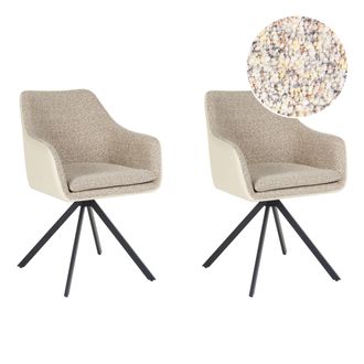 Beliani Beliani - Conjunto De 2 Sillas De Comedor Tapizadas Lithia Beige