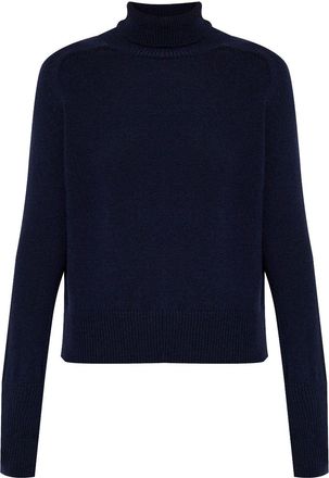 Victoria Beckham roll-neck wool jumper - women - Lambs Wool - L - Blue