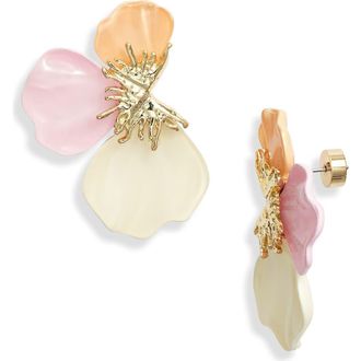Nordstrom Flower Petal Enamel Earrings in Pink Multi- Gold at Nordstrom