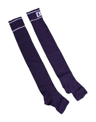Dolce & Gabbana Purple Cotton Dg Logo Print Open Toe Socks Polyester Elastane Clothing
