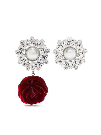 Magda Butrym rose crystal-embellished earrings - women - Brass/Faux Pearl/Crystal/Resin - One Size - Red
