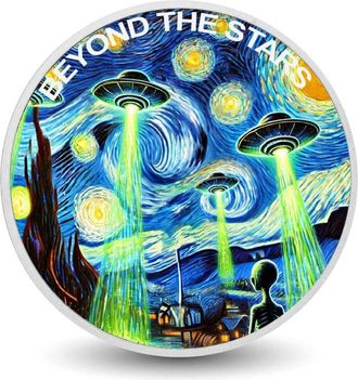 OEM Moneda De Plata De 1 Oz invasi&oacute;n De La Noche Estrellada M&aacute;s All&aacute; De Las Estrellas