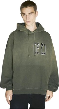 032c Logo Print Bubble Hooded Sweatshirt - Heren - Hoodies - Groen - M - Katoen - Hoodies & sweatvesten
