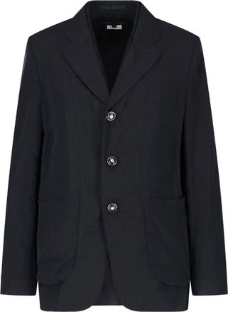 Comme Des Gar&ccedil;ons Semi-Transparent Layered Black Wool Blazer With Classic Notch Lapel