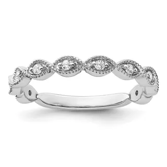 Diamond2Deal 14k White Gold Lab Grown Diamond Wedding Band Ring 0.15Ct Clarity- VS Color- G-H