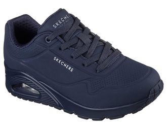 Skechers Wedgesneaker SKECHERS UNO STAND ON AIR, Damen, Gr. 35, dunkelnavy, Lederimitat, Schuhe Wedgesneaker, Freizeitschuh, Halbschuh, Schn&uuml;rschuh weich gepol