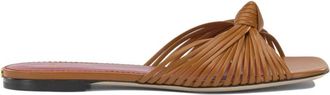 Valentino Garavani Schoenen, Dames, Bruin, 36 EU, Leer, Annet Slide Sandalen