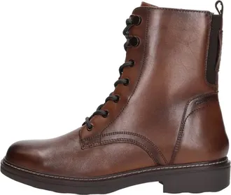 Tamaris Schoenen, Dames, Bruin, 38 EU, Leer, Comfort Veterschoenen Hoog