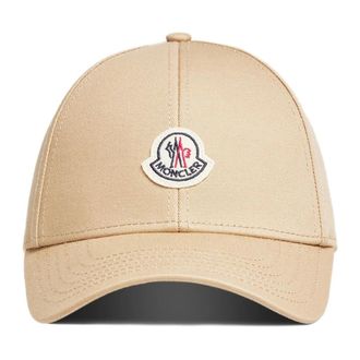 Moncler Cotton Gabardine Baseball Cap - Heren - Petten - Beige - ONE Size - Katoen - Accessoires