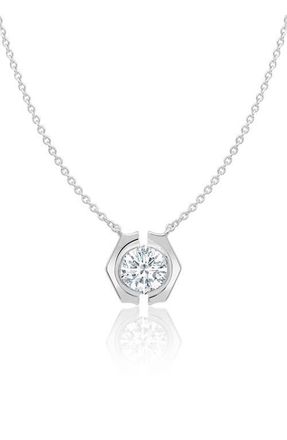 Crislu Solara Cubic Zirconia Necklace in Pure Platinum /Clear Stone at Nordstrom, Size 16 In