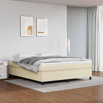 vidaXL Cama Box Spring Con Colch&oacute;n Cuero Sint&eacute;tico Crema 160x200 Cm Vidaxl