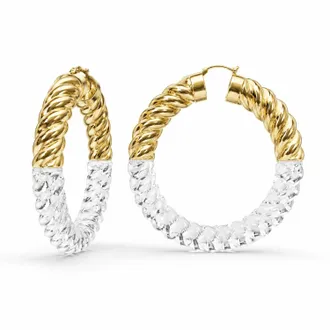 Gold & Honey Womens Xl Chunky Rope Hoop Earrings In Clear