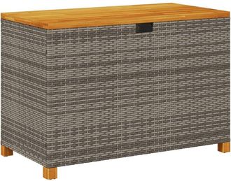 vidaXL Caja de almacenaje jardín madera acacia ratán gris 110x55x63 cm Vidaxl