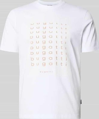 Bugatti Regular Fit T-Shirt mit Logo-Print in Weiss, Gr&ouml;&szlig;e XXXL