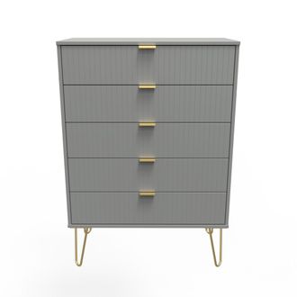 Welcome Furniture Breda Ready Assembled 5 Drawer Chest in Dusk Grey - Welcome Furniture | TJ Hughes