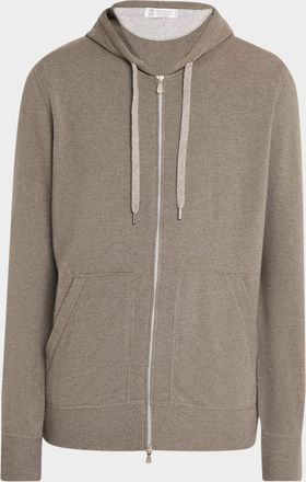 Brunello Cucinelli Men & apos;s Cashmere Knit Full-Zip Hoodie