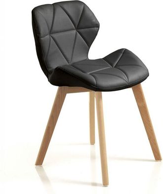 Oresteluchetta Juego De 2 Sillas De Dise&ntilde;o En Madera Y Piel Sint&eacute;tica Para Cocina Spark - Negro