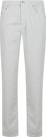Brunello Cucinelli Geverfde Corduroy Broek - Heren - Straight fit broeken - Grijs - XL - Katoen - Broeken