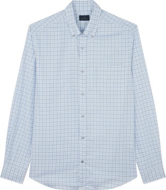 Paul & Shark Cotton twill shirt, Man, Checks White Air Force Blu Light Blue, Size: 040