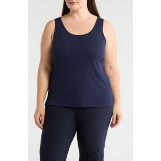 Eileen Fisher Slim Fit Scoop Neck Silk Tank in Ink at Nordstrom, Size 2 X