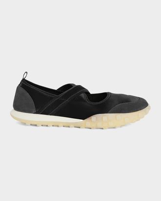 Jil Sander Moon Satin and Suede Sneaker Ballerina Flats