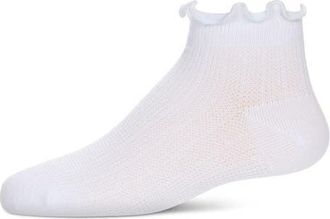 MeMoi Colored Ruffle Anklet Socks in White-Light Blue at Nordstrom, Size 6-12M