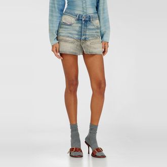 Diesel Denim mini skirt with contrast hem - Skirts - Woman - Multicolor